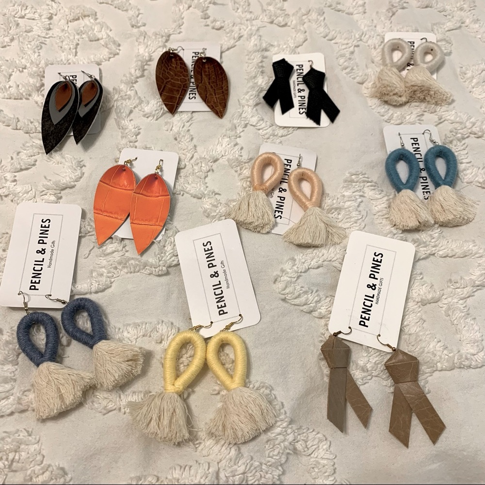 Handmade Earrings from Pencil and Pine, new $35 for all 10 sets or $5 each